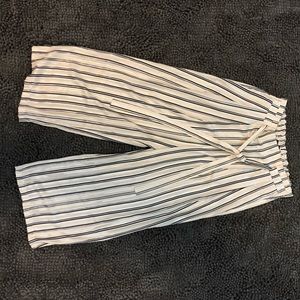 Zara White Blue and Silver Striped Flowy Pants